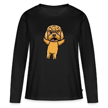 Kawaii Cockapoo Dog Emoticon - T-shirt manches longues Premium bio Femme - noir - Devant - Julia (174cm)
