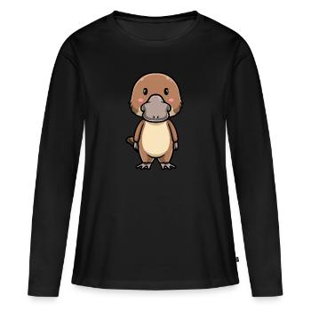 Émoticône ornithorynque de Kawaii - T-shirt manches longues Premium bio Femme - noir - Devant - Julia (174cm)