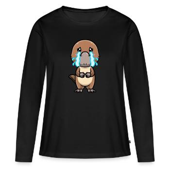 Émoticône ornithorynque de Kawaii - T-shirt manches longues Premium bio Femme - noir - Devant - Julia (174cm)