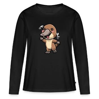 Émoticône ornithorynque de Kawaii - T-shirt manches longues Premium bio Femme - noir - Devant - Julia (174cm)