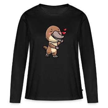 Émoticône ornithorynque de Kawaii - T-shirt manches longues Premium bio Femme - noir - Devant - Julia (174cm)