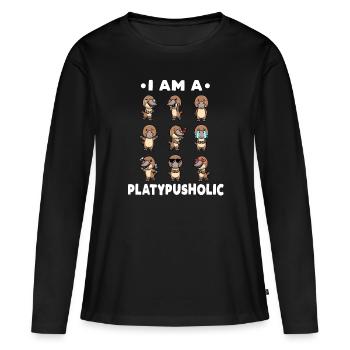 Émoticône ornithorynque de Kawaii - T-shirt manches longues Premium bio Femme - noir - Devant - Julia (174cm)