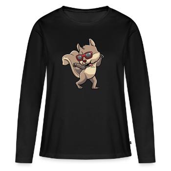 Écureuil cabré avec des lunettes de soleil rongeur - T-shirt manches longues Premium bio Femme - noir - Devant - Julia (174cm)