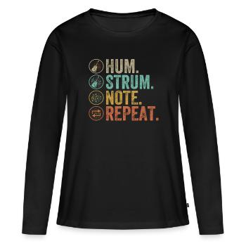 Hum Strum Note Repeat Gitarre Songwriter Komponist - Frauen Premium Bio Langarmshirt - Schwarz - Vorne - Julia (174cm)