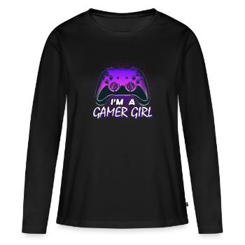 Gamer Girl Zocker Mädels Frauen Gaming - Frauen Premium Bio Langarmshirt - Schwarz - Vorne - Julia (174cm)