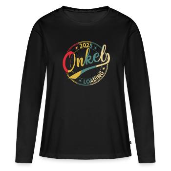 Onkel 2025 Loading Retro Werdender Onkel 2025 - Frauen Premium Bio Langarmshirt - Schwarz - Vorne - Julia (174cm)