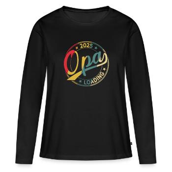 Opa 2025 Loading Retro Werdender Opa 2025 - Frauen Premium Bio Langarmshirt - Schwarz - Vorne - Julia (174cm)