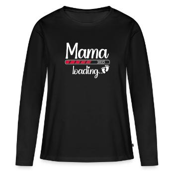 Mom 2025 Loading Pregnant 2025 Mom Est. 2025 - Women's Premium Organic Long Sleeve Shirt - black - Front - Julia (174cm)