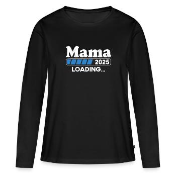 Maman 2025 Chargement Parents 2025 Maman Est. 2025 - T-shirt manches longues Premium bio Femme - noir - Devant - Julia (174cm)