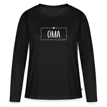 Oma 2025 Bald Oma 2025 Herz werdende Oma 2025 - Frauen Premium Bio Langarmshirt - Schwarz - Vorne - Julia (174cm)
