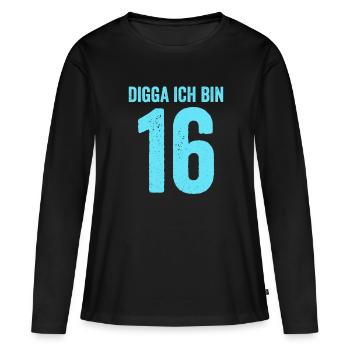 Blue Digga J’ai 16 Ans Garçon 16e Anniversaire - T-shirt manches longues Premium bio Femme - noir - Devant - Julia (174cm)