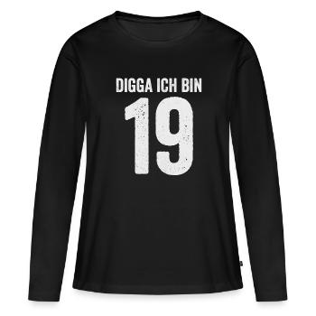 Digga J’ai 19 ans Fille Garçon 19e anniversaire - T-shirt manches longues Premium bio Femme - noir - Devant - Julia (174cm)