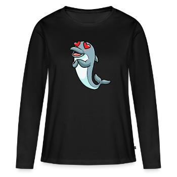 Émoticône de dauphin - T-shirt manches longues Premium bio Femme - noir - Devant - Julia (174cm)