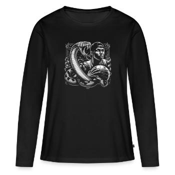 BLACK BASKETBALL MAMBA KOBE BEAN MENTALITY 10 - T-shirt manches longues Premium bio Femme - noir - Devant - Julia (174cm)