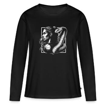 BLACK BASKETBALL MAMBA KOBE BEAN MENTALITY 1 - T-shirt manches longues Premium bio Femme - noir - Devant - Julia (174cm)