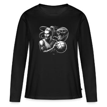 BASKET-BALL NOIR MAMBA KOBE BEAN MENTALITY 13 - T-shirt manches longues Premium bio Femme - noir - Devant - Julia (174cm)