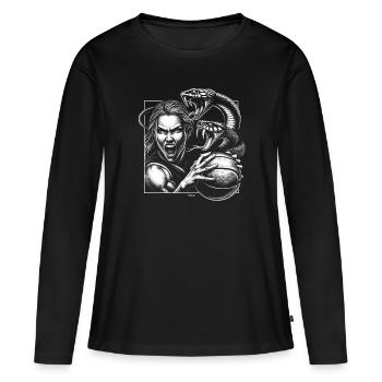 BLACK BASKETBALL MAMBA KOBE BEAN MENTALITY 4 - T-shirt manches longues Premium bio Femme - noir - Devant - Julia (174cm)