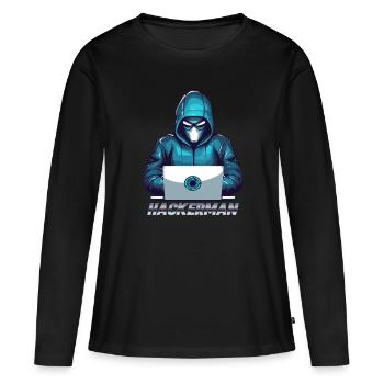 hacker meme cybersécurité piratage hackman - T-shirt manches longues Premium bio Femme - noir - Devant - Julia (174cm)