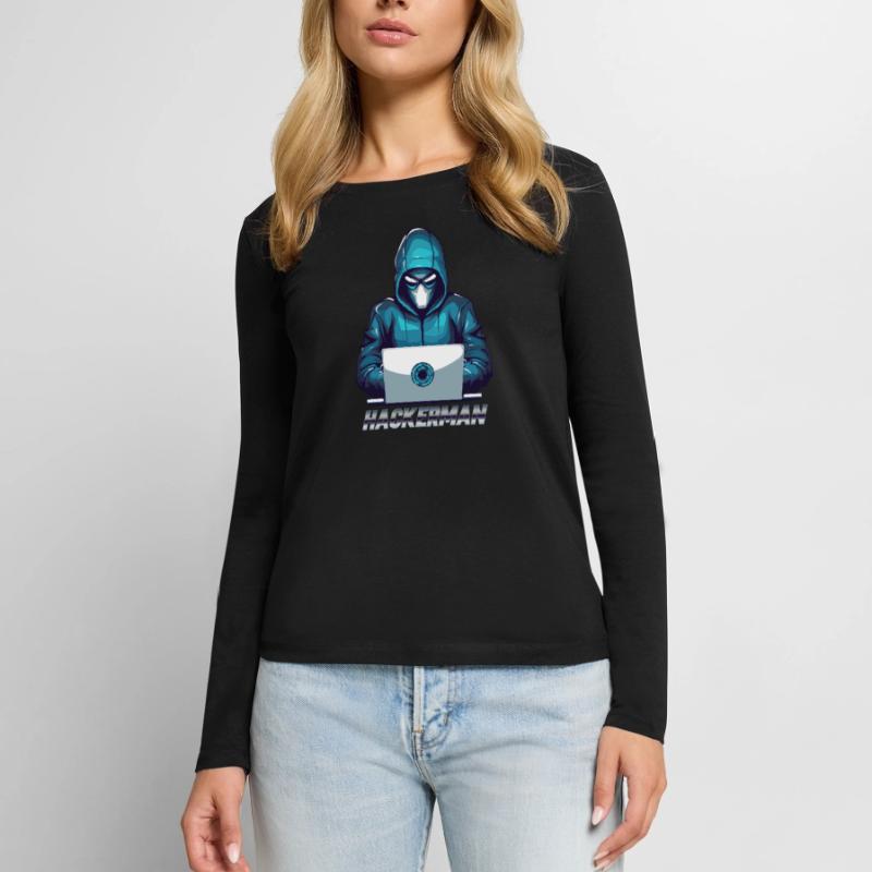 Hacker Meme Cyber Security Hacking Hackerman Frauen Premium Bio Langarmshirt