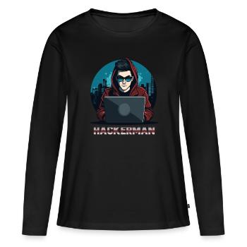 Cool Hacker Codage Spécialiste de l’informatique Hackerman - T-shirt manches longues Premium bio Femme - noir - Devant - Julia (174cm)