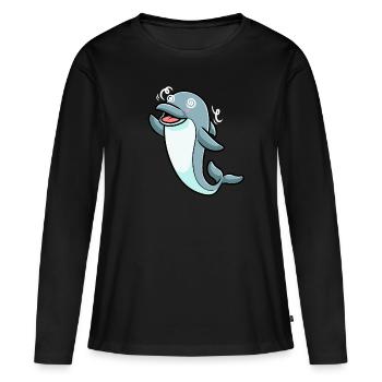 Émoticône de dauphin - T-shirt manches longues Premium bio Femme - noir - Devant - Julia (174cm)