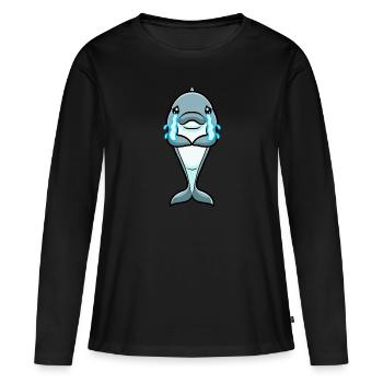 Émoticône de dauphin - T-shirt manches longues Premium bio Femme - noir - Devant - Julia (174cm)