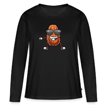 Dattes Fruit Dansant - T-shirt manches longues Premium bio Femme - noir - Devant - Julia (174cm)