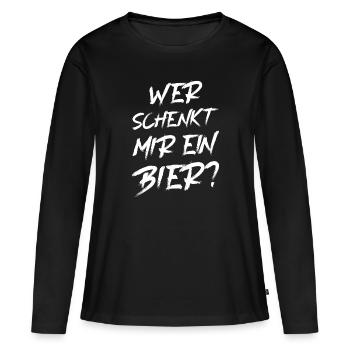 Qui va me donner une bière ? Festival de la bière de Majorque - T-shirt manches longues Premium bio Femme - noir - Devant - Julia (174cm)