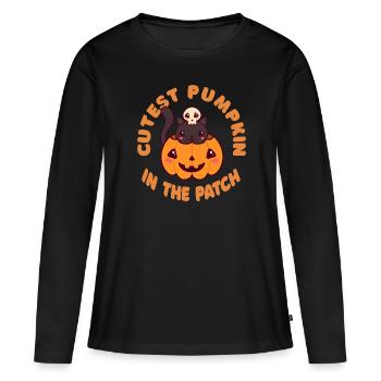 Halloween Cutest Pumpkin In The Patch - Frauen Premium Bio Langarmshirt - Schwarz - Vorne - Julia (174cm)