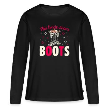 Boots & Blooms Bride Collection - Women's Premium Organic Long Sleeve Shirt - black - Front - Julia (174cm)