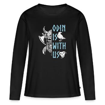 Wikinger nordische Mythologie - Odin ist mit uns - Frauen Premium Bio Langarmshirt - Schwarz - Vorne - Julia (174cm)
