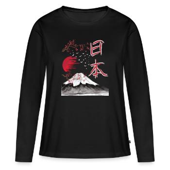 Japon Paysage Art japonais - T-shirt manches longues Premium bio Femme - noir - Devant - Julia (174cm)