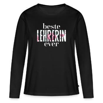 Beste Lehrerin Geschenk Deutsch Englisch Latein - Frauen Premium Bio Langarmshirt - Schwarz - Vorne - Julia (174cm)