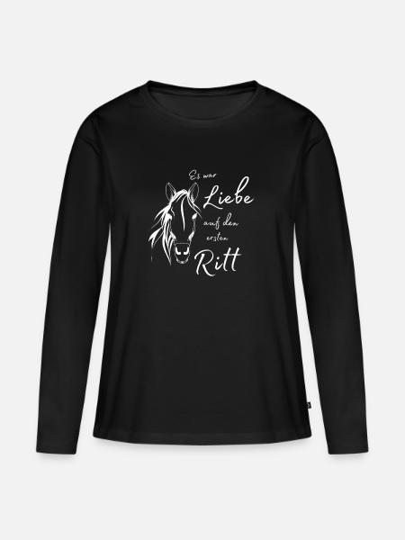 Liebe auf den ersten Ritt - Frauen Premium Bio Langarmshirt - Schwarz