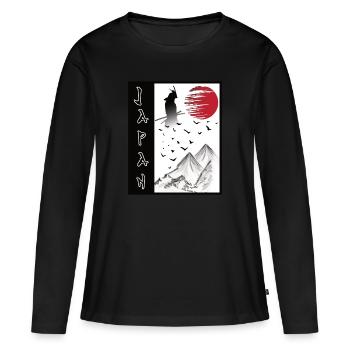 Japon Paysage Art japonais Streetwear - T-shirt manches longues Premium bio Femme - noir - Devant - Julia (174cm)