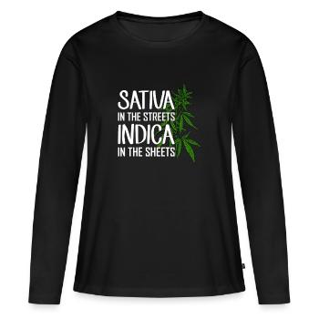 Sativa Dans Les Rues Indica Dans Les Draps - T-shirt manches longues Premium bio Femme - noir - Devant - Julia (174cm)