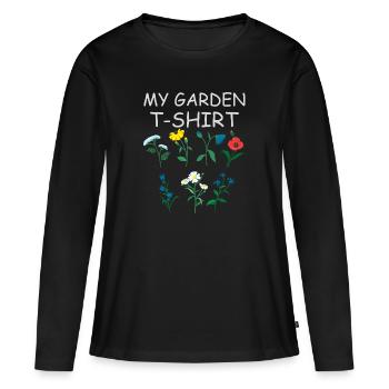 T-shirt de jardin pour jardiniers et jardinage - T-shirt manches longues Premium bio Femme - noir - Devant - Julia (174cm)