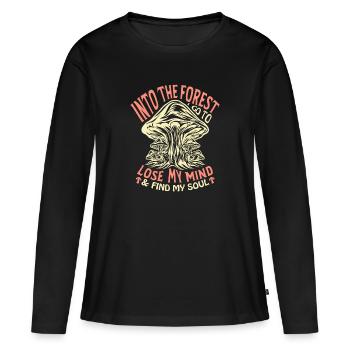 Dans la forêt, je vais perdre la tête et trouver - T-shirt manches longues Premium bio Femme - noir - Devant - Julia (174cm)