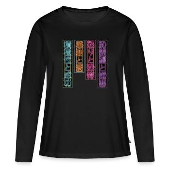 Japon Retro Streetwear Vaporwave Esthétique - T-shirt manches longues Premium bio Femme - noir - Devant - Julia (174cm)