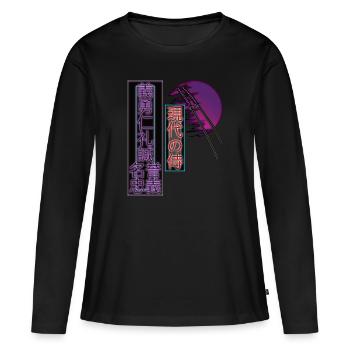 Aesthetics Japan Vaporwave Modern Samurai Retro - Women's Premium Organic Long Sleeve Shirt - black - Front - Julia (174cm)