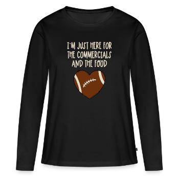 Je suis juste là pour les publicités et les filles de nourriture - T-shirt manches longues Premium bio Femme - noir - Devant - Julia (174cm)