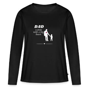 Papa, der Mann mit dem großen Herzen - Frauen Premium Bio Langarmshirt - Schwarz - Vorne - Julia (174cm)