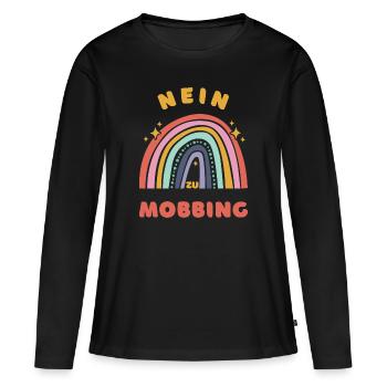 Nein zu Mobbing - Stoppt Mobbing! - Frauen Premium Bio Langarmshirt - Schwarz - Vorne - Julia (174cm)