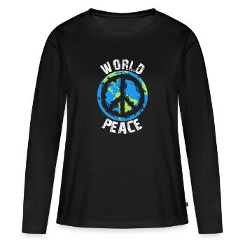 Paix mondiale - Global Peace On Earth Gift - T-shirt manches longues Premium bio Femme - noir - Devant - Julia (174cm)