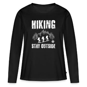 Wandern Stay Outside Wanderung Vintage - Frauen Premium Bio Langarmshirt - Schwarz - Vorne - Julia (174cm)