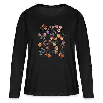 Motif de fleur jardinier de jardin - T-shirt manches longues Premium bio Femme - noir - Devant - Julia (174cm)