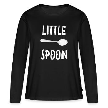 Kleiner Löffel - Lustiges passendes Familienpaar - Frauen Premium Bio Langarmshirt - Schwarz - Vorne - Julia (174cm)