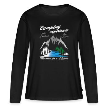 Camping Experience Camper Vintage - Frauen Premium Bio Langarmshirt - Schwarz - Vorne - Julia (174cm)
