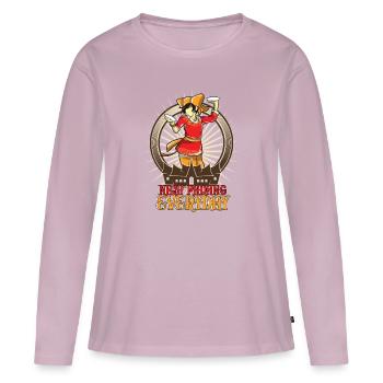 Nasi Padang au quotidien - T-shirt manches longues Premium bio Femme - rose poudré - Devant - Julia (174cm)