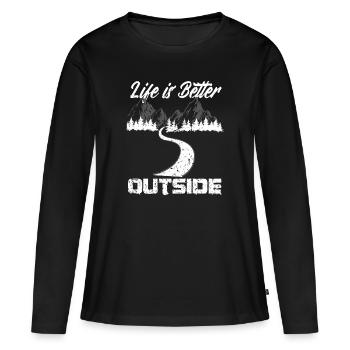 Hiking Life is better Outside Hike Vintage - Women's Premium Organic Long Sleeve Shirt - black - Front - Julia (174cm)